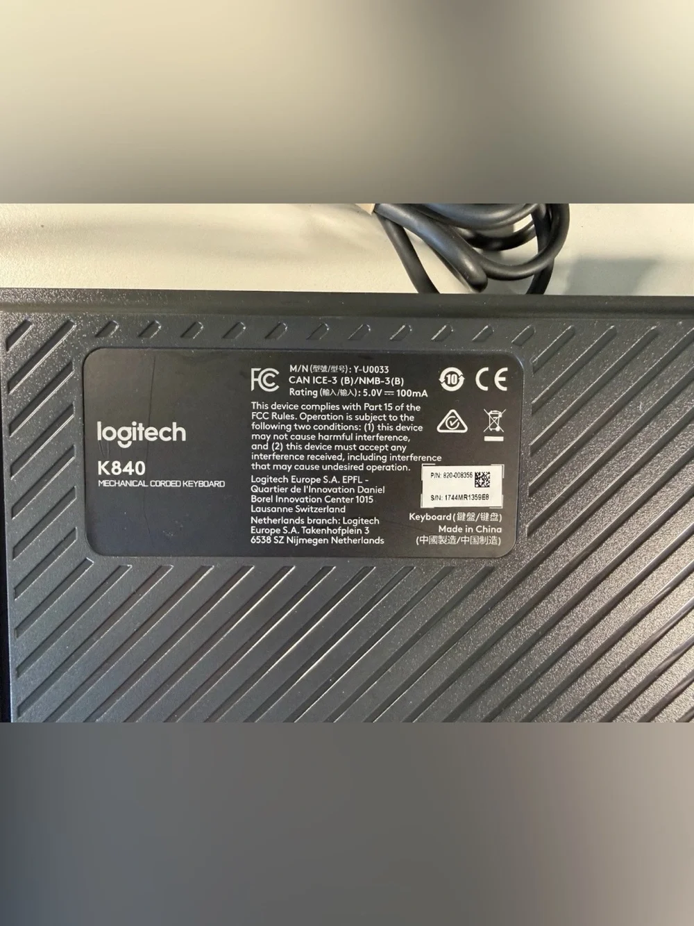 Logitech K840 Mechanical Keyboard with Romer G Switches - Black. Tested.